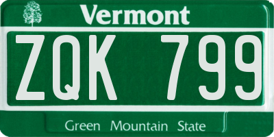 VT license plate ZQK799