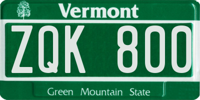 VT license plate ZQK800