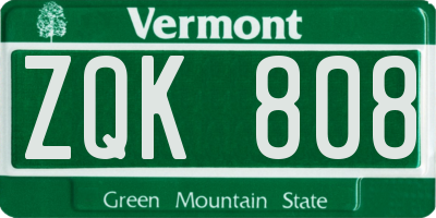 VT license plate ZQK808