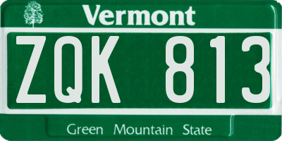 VT license plate ZQK813