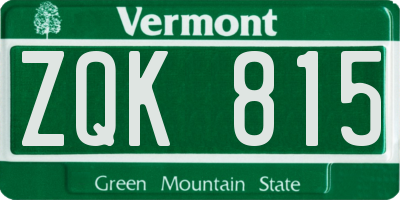 VT license plate ZQK815