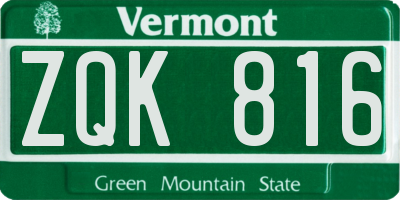 VT license plate ZQK816