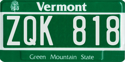VT license plate ZQK818