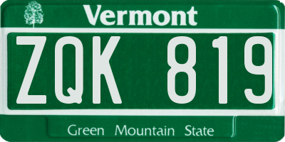 VT license plate ZQK819