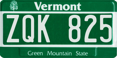 VT license plate ZQK825