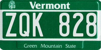 VT license plate ZQK828