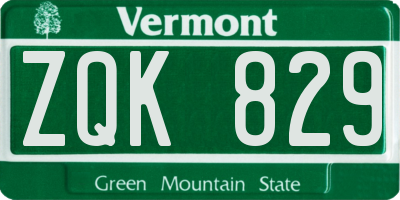 VT license plate ZQK829