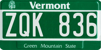 VT license plate ZQK836