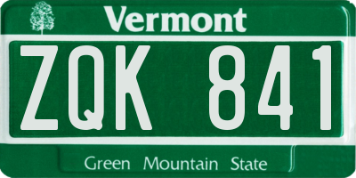 VT license plate ZQK841