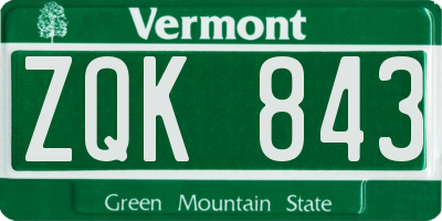 VT license plate ZQK843