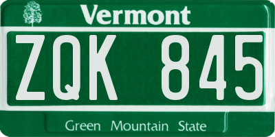 VT license plate ZQK845
