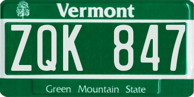 VT license plate ZQK847