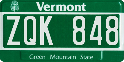 VT license plate ZQK848