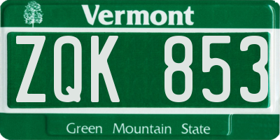 VT license plate ZQK853