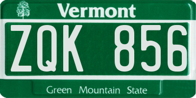 VT license plate ZQK856