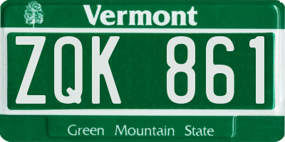 VT license plate ZQK861