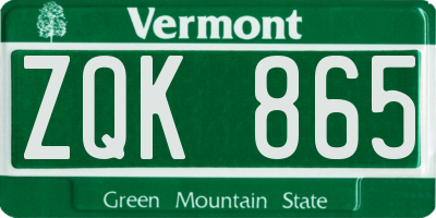 VT license plate ZQK865