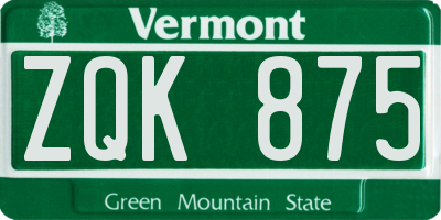 VT license plate ZQK875