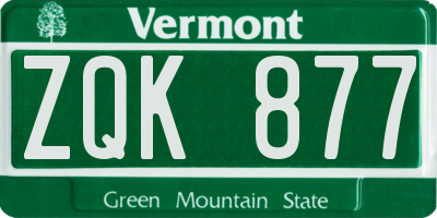 VT license plate ZQK877