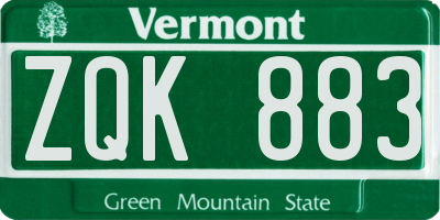 VT license plate ZQK883