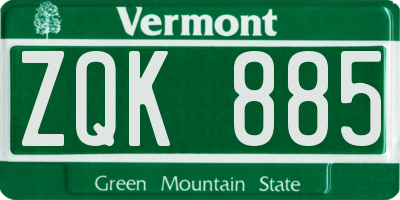 VT license plate ZQK885
