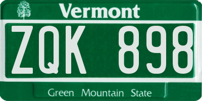 VT license plate ZQK898