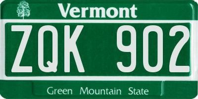 VT license plate ZQK902
