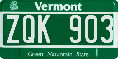 VT license plate ZQK903