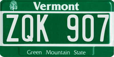 VT license plate ZQK907