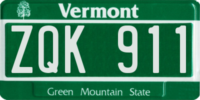 VT license plate ZQK911