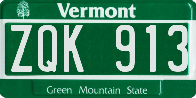 VT license plate ZQK913