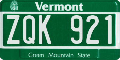VT license plate ZQK921