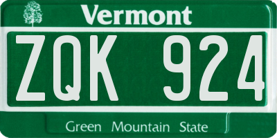 VT license plate ZQK924