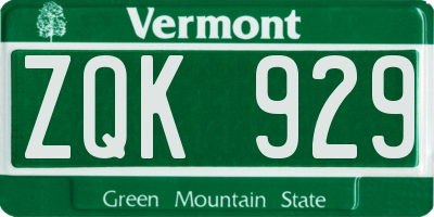 VT license plate ZQK929