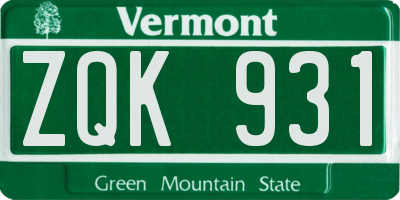 VT license plate ZQK931