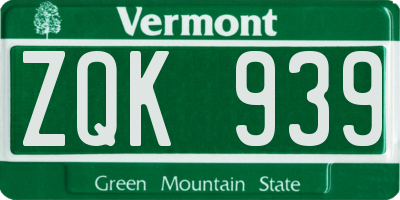 VT license plate ZQK939