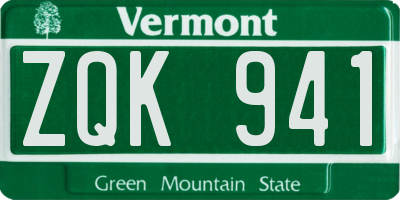 VT license plate ZQK941