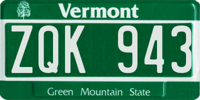 VT license plate ZQK943