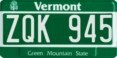 VT license plate ZQK945