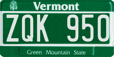 VT license plate ZQK950
