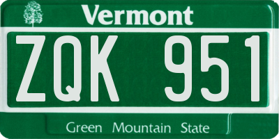 VT license plate ZQK951