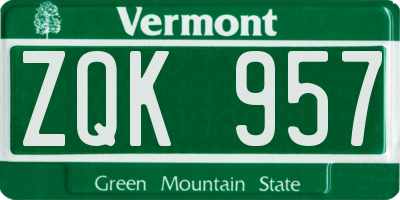 VT license plate ZQK957