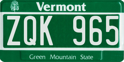 VT license plate ZQK965