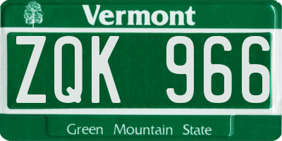 VT license plate ZQK966
