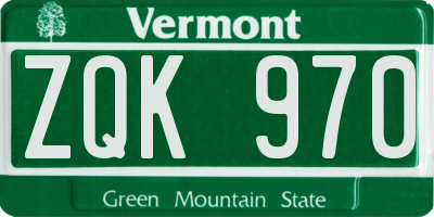 VT license plate ZQK970