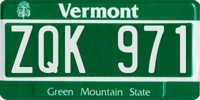 VT license plate ZQK971