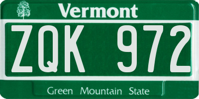 VT license plate ZQK972