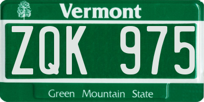 VT license plate ZQK975