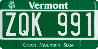 VT license plate ZQK991