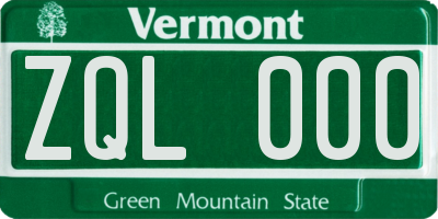 VT license plate ZQL000